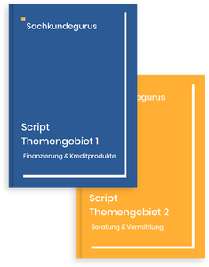 Schriftliches Prüfungspaket für 34i Prüfung blau und orange Themengebiete Finanzierung und Vermittlung